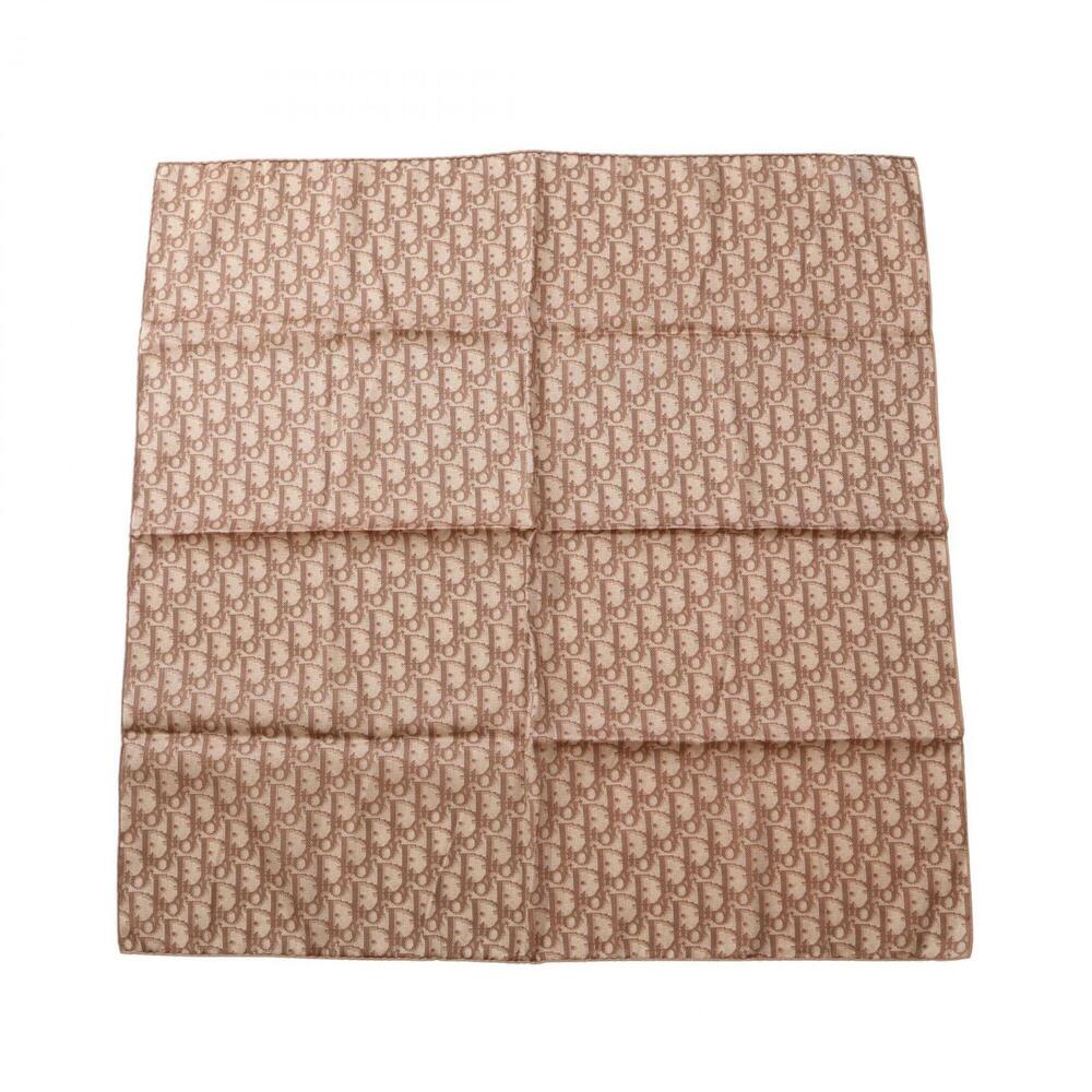 Christian Dior Trotter Scarf/Muffler, Silk/Cotton, Women's, Beige/Brown